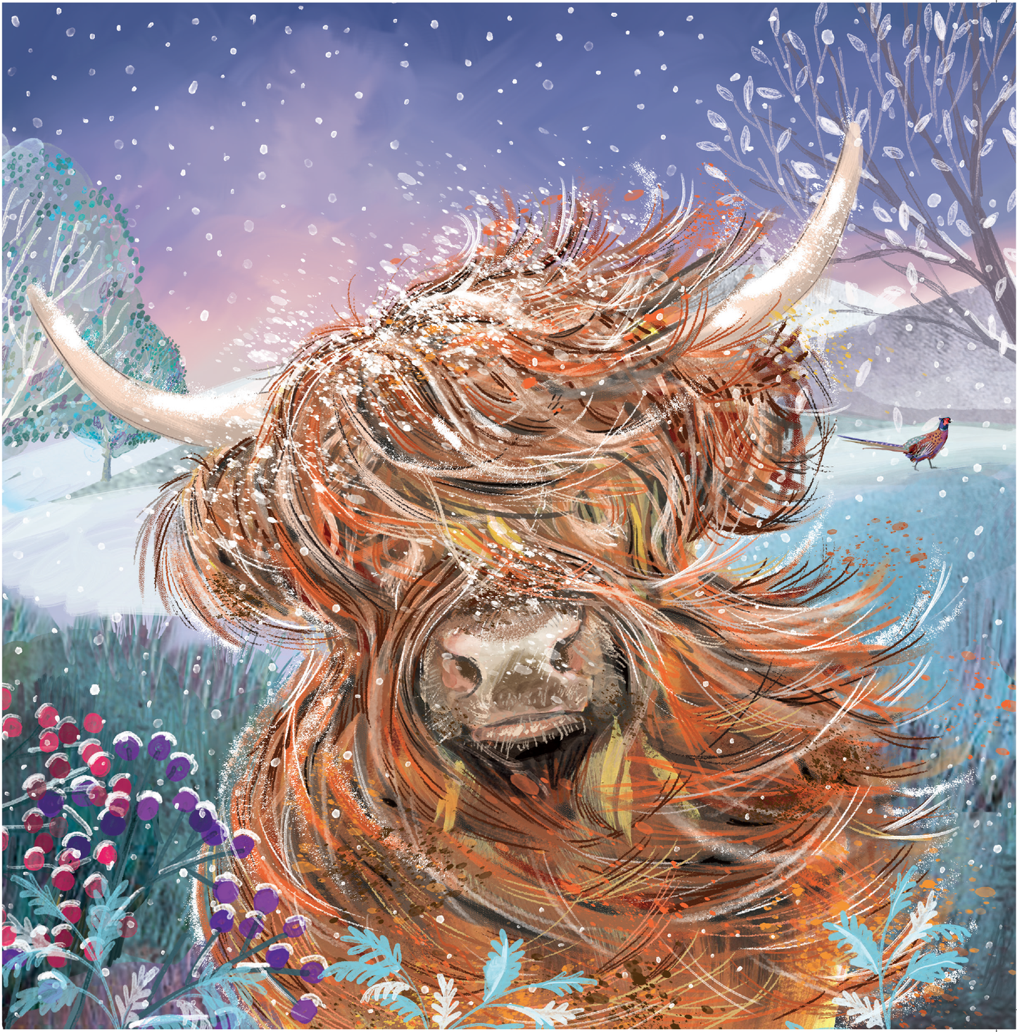 Compton Care - 10 x Charity Christmas Cards - 15 x 15cm - Windy Field