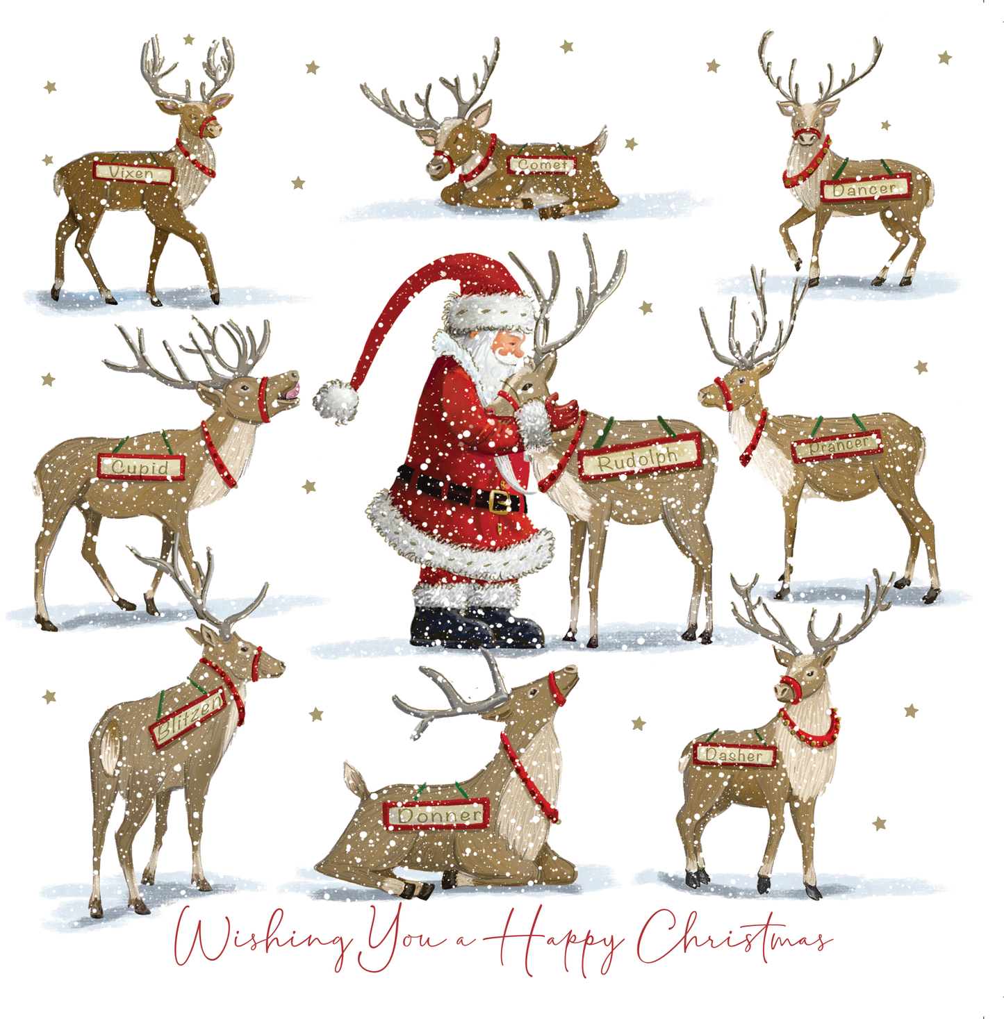 Compton Care - 10 x Charity Christmas Cards - 15 x 15cm - Santa Feeding Reindeer