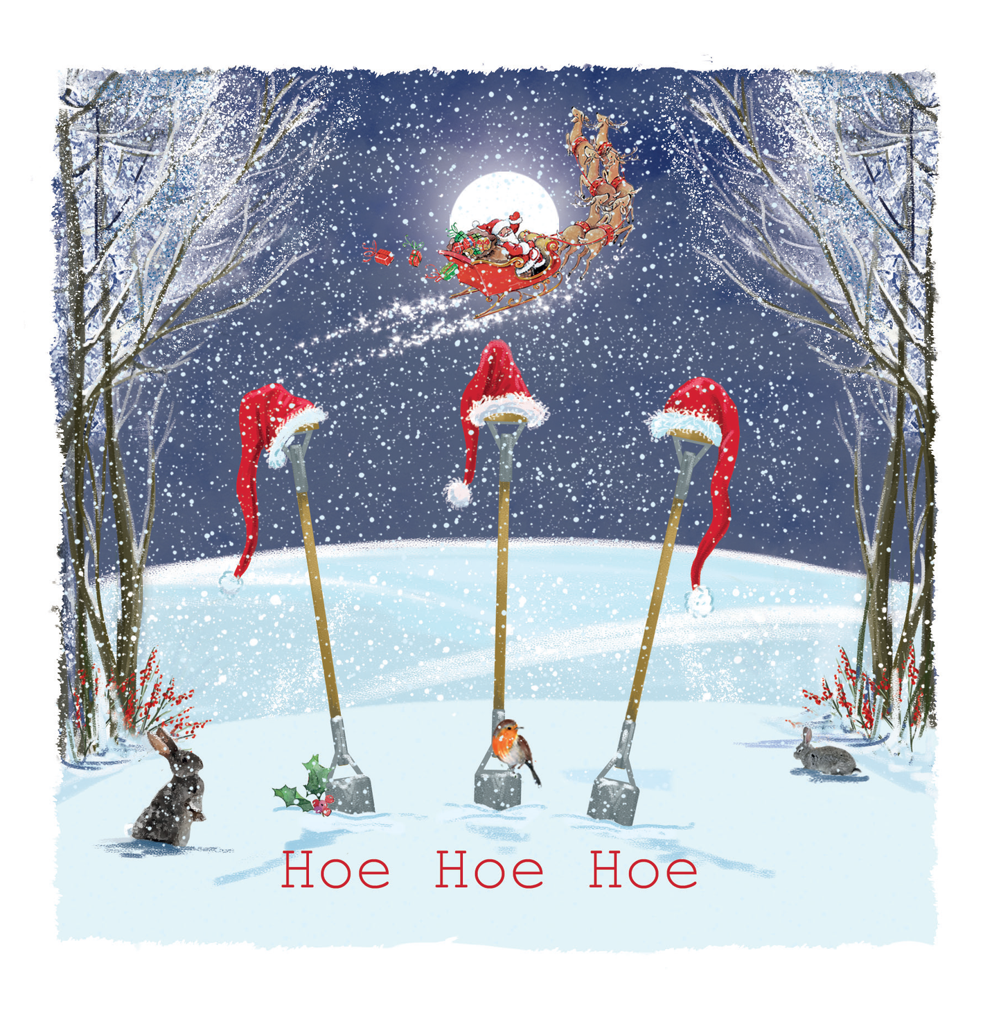 Compton Care - 10 x Charity Christmas Cards - 15 x 15cm - Hoe Hoe Hoe