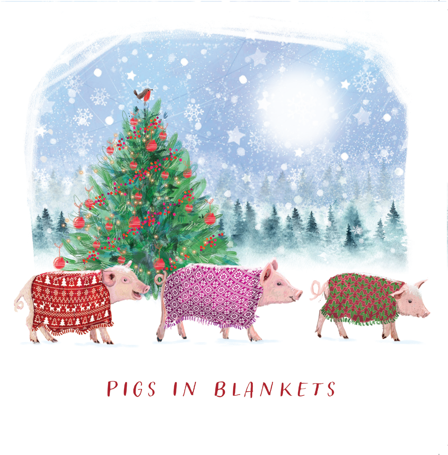Compton Care - 10 x Charity Christmas Cards - 15 x 15cm - 3 Pigs in Blankets