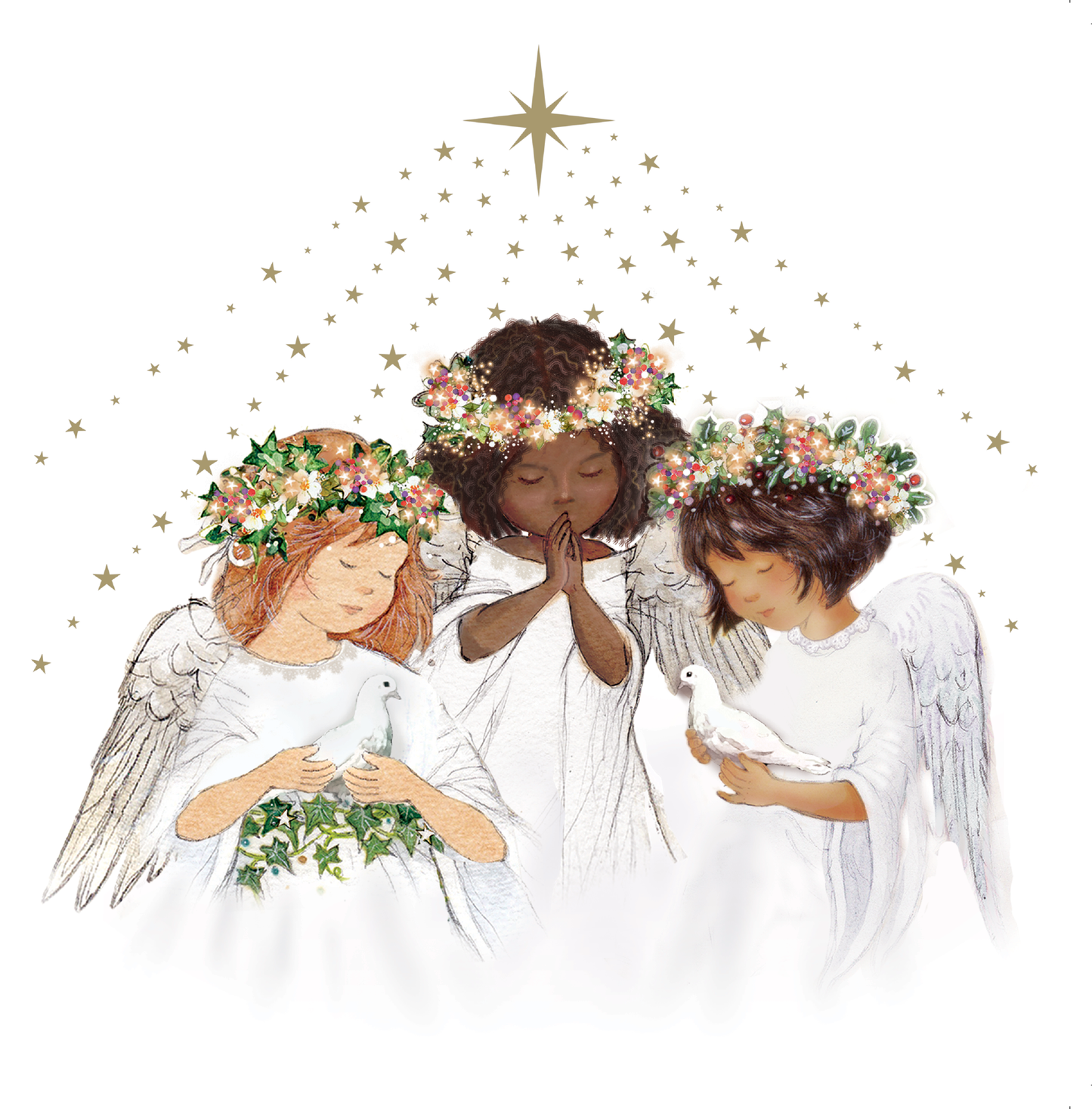 Compton Care - 10 x Charity Christmas Cards - 15 x 15cm - Angels Together