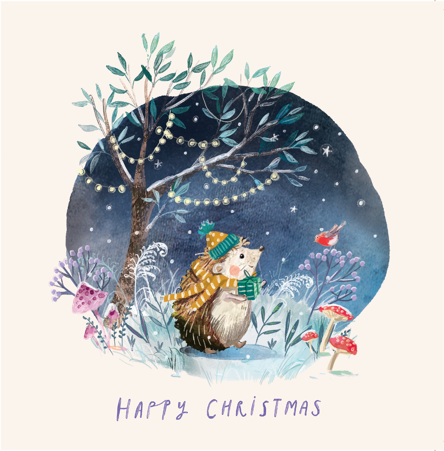 Compton Care - 10 x Charity Christmas Cards - 15 x 15cm - Cute Hedgehog