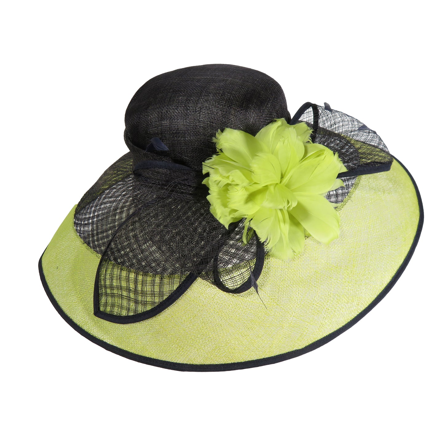 Jacques Vert - Black Lime Green Fascinator Wedding Hat