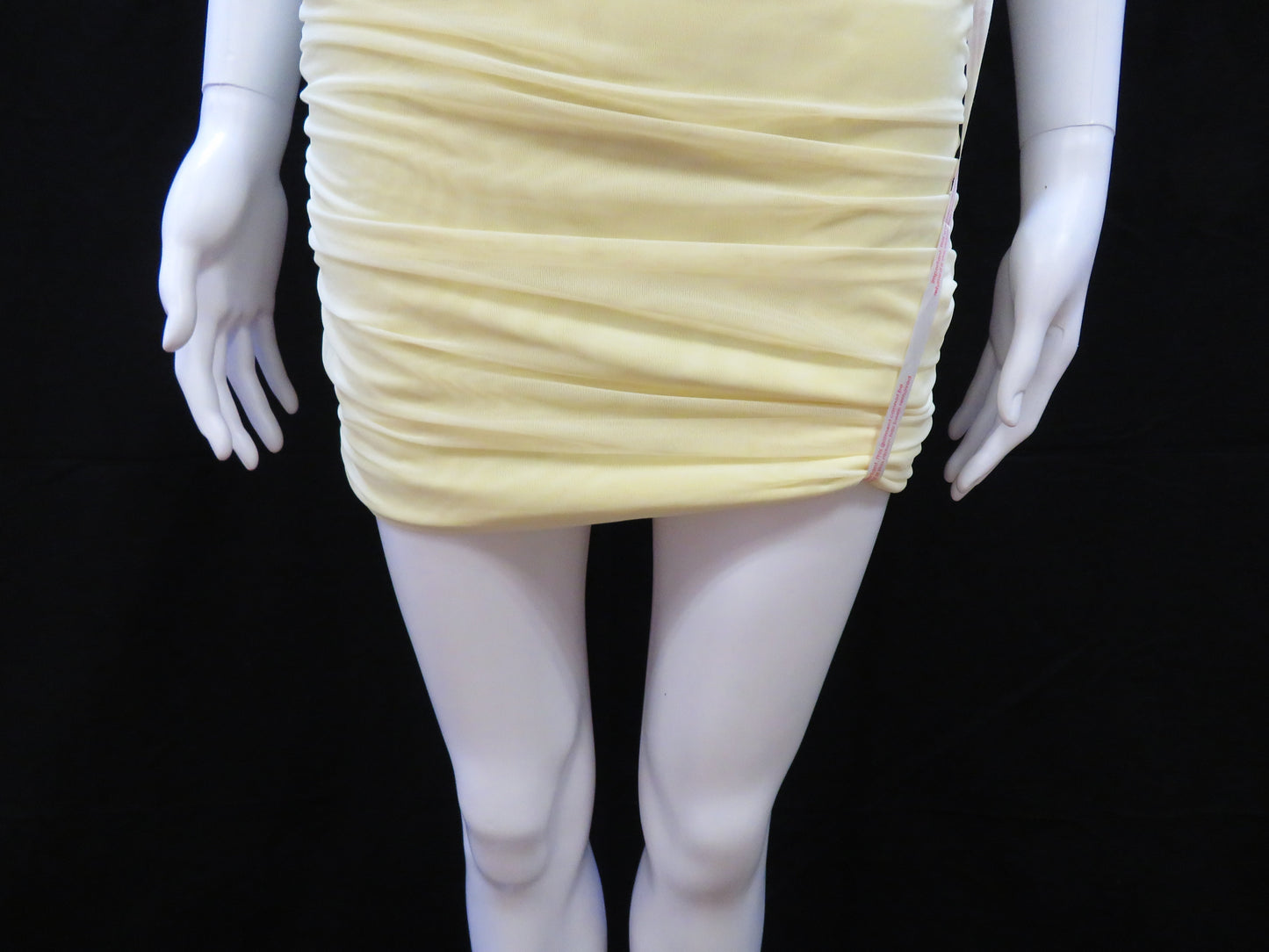 Missguided - Tie Shoulder Mesh Yellow Mini Party Dress