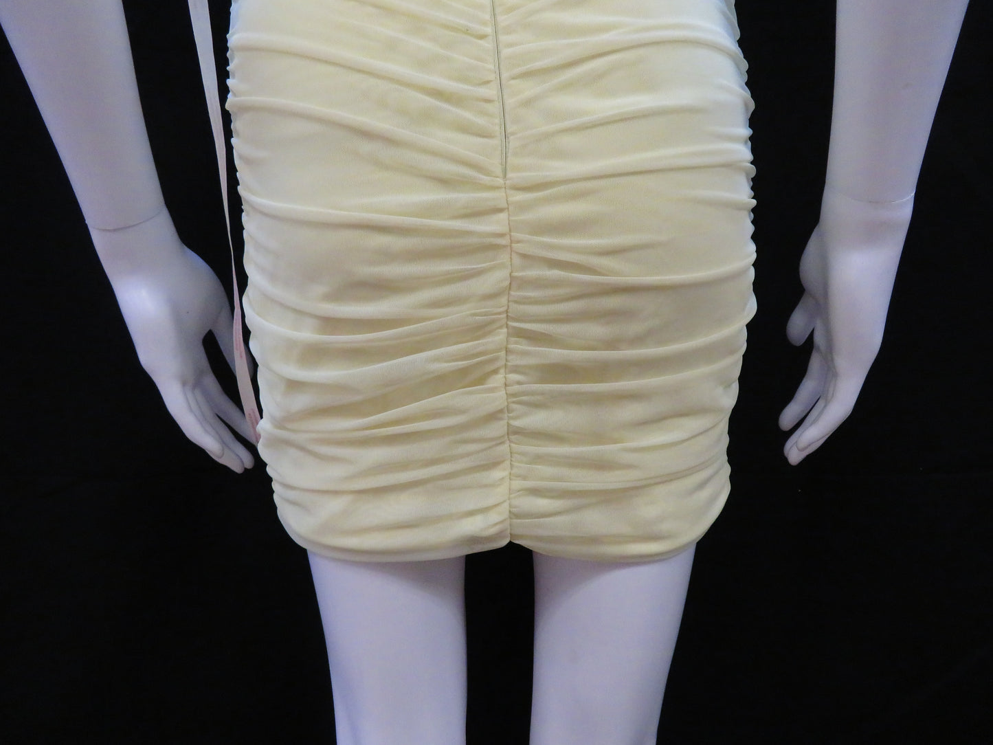 Missguided - Tie Shoulder Mesh Yellow Mini Party Dress