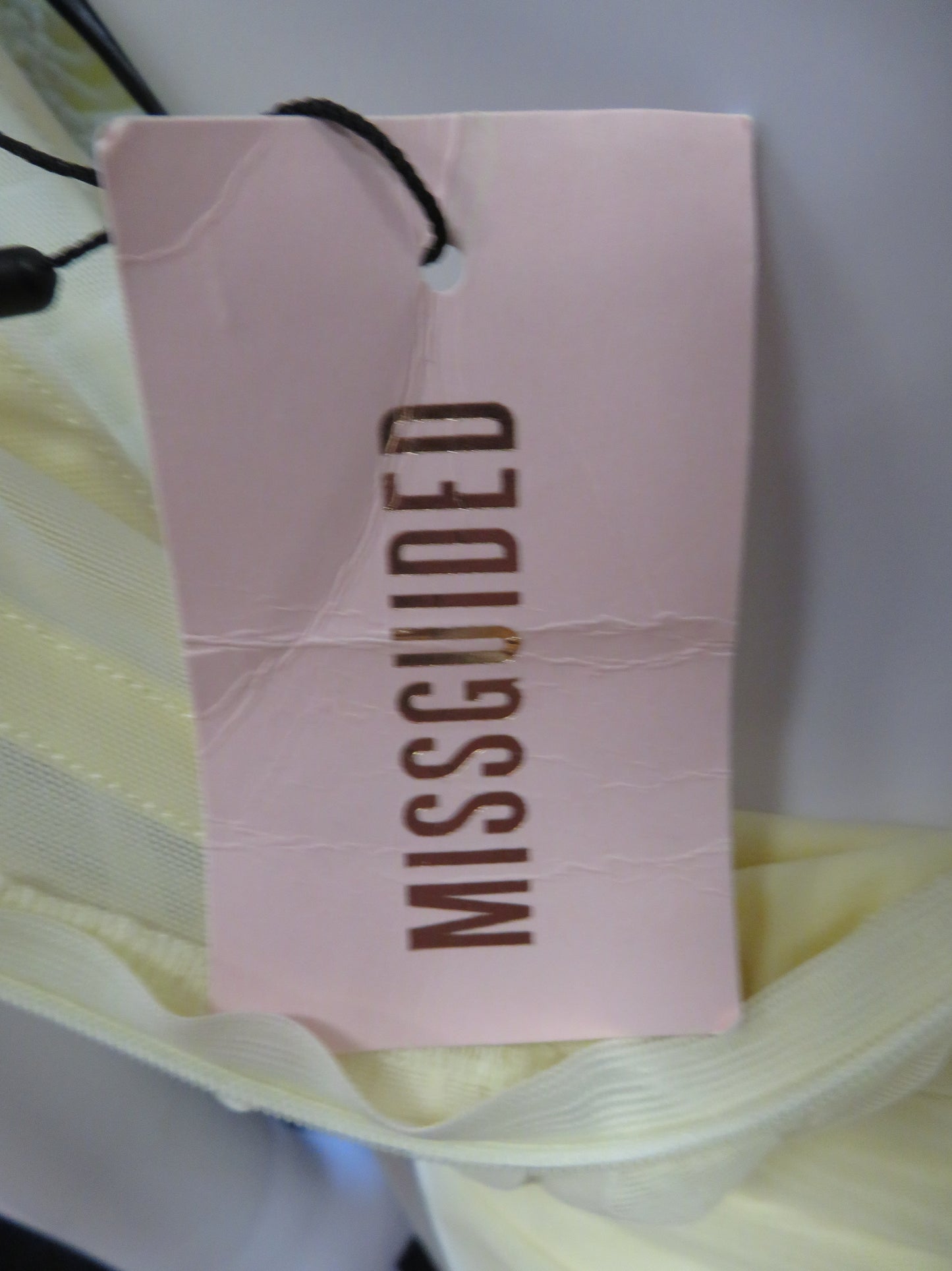 Missguided - Tie Shoulder Mesh Yellow Mini Party Dress
