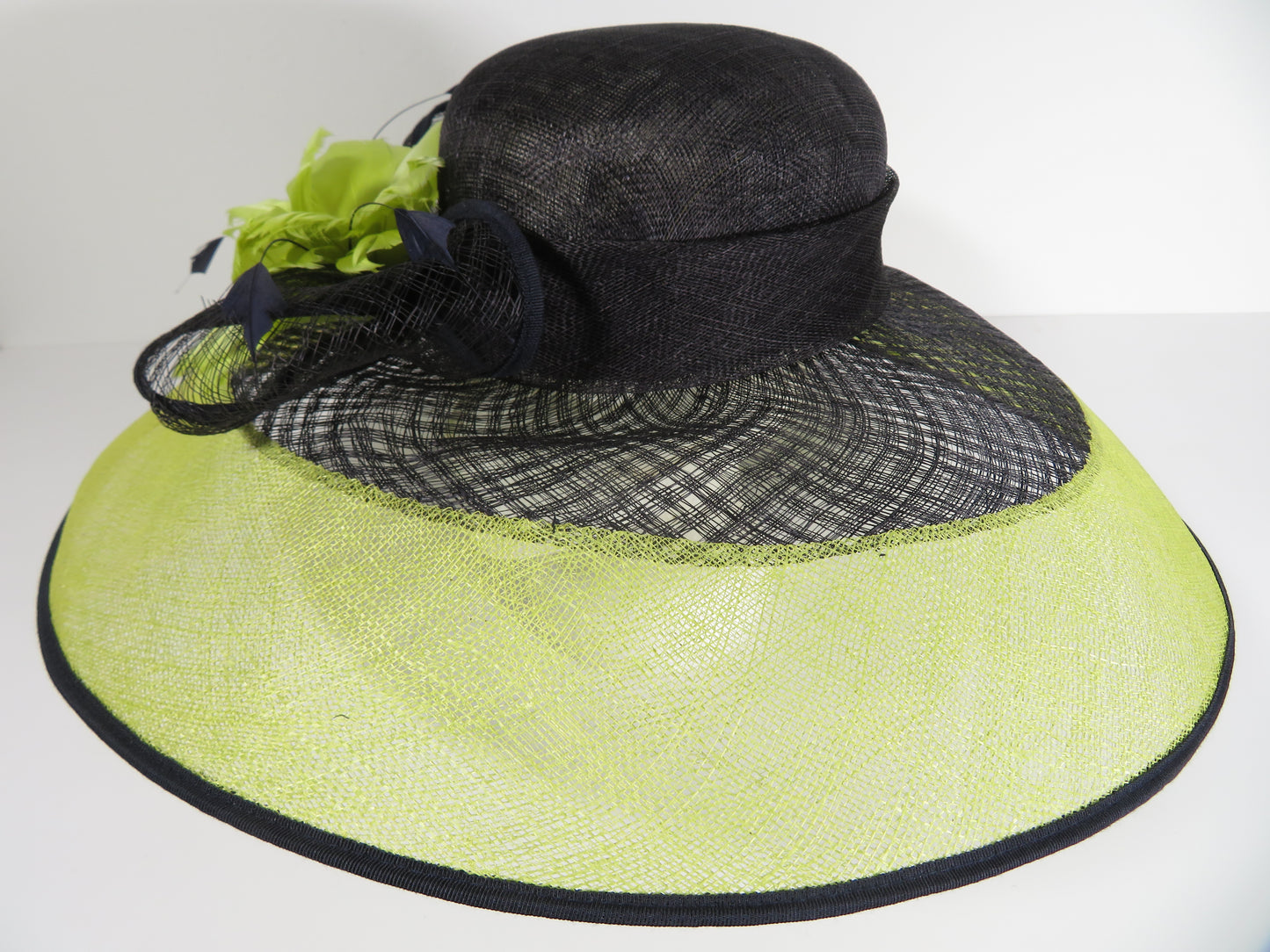 Jacques Vert - Black Lime Green Fascinator Wedding Hat