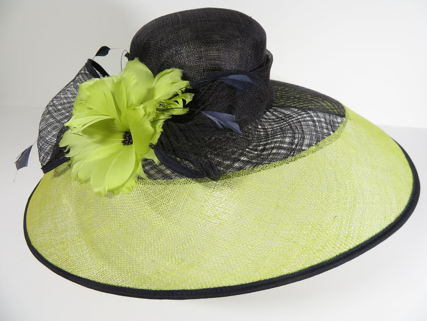 Jacques Vert - Black Lime Green Fascinator Wedding Hat