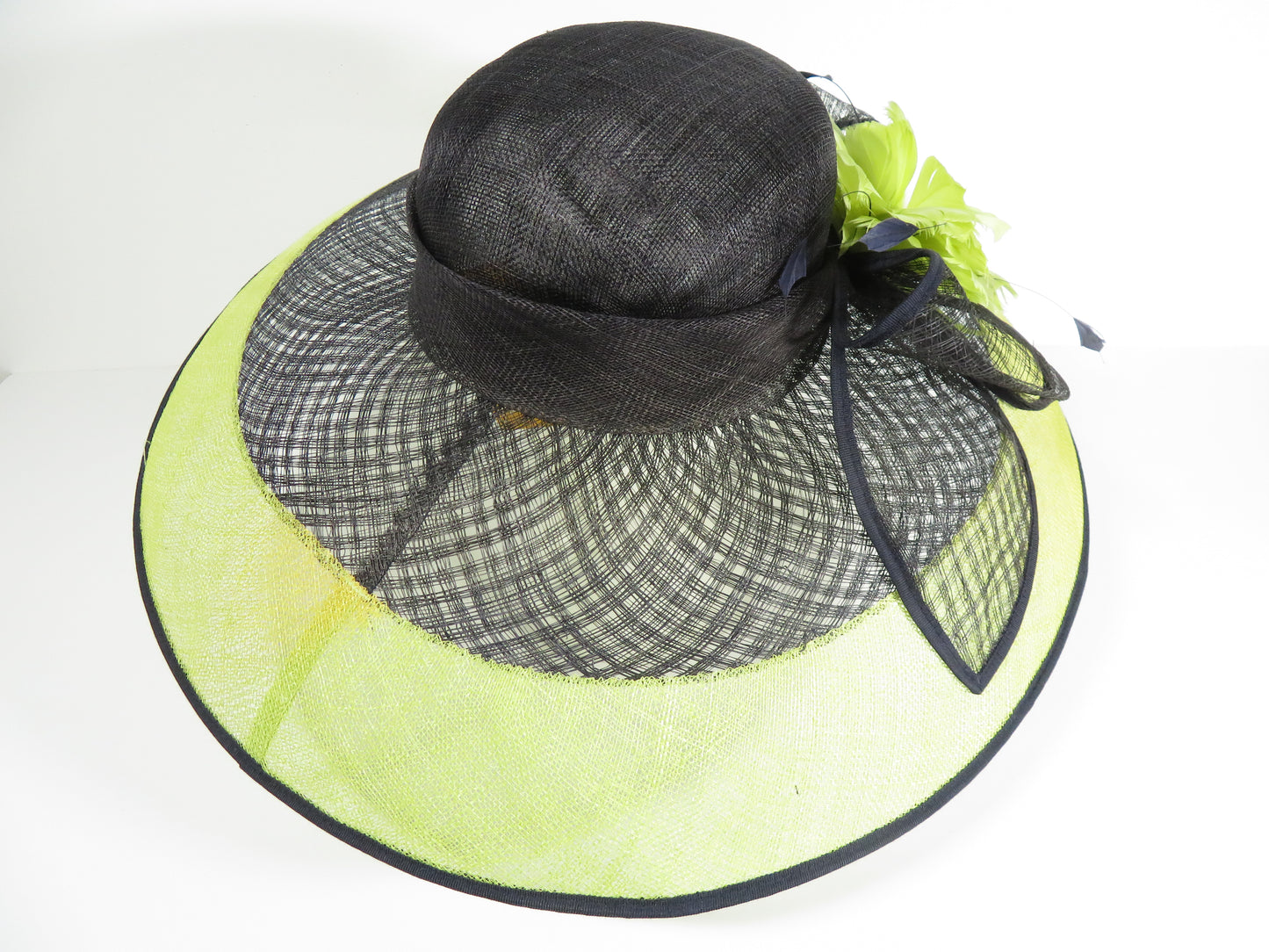 Jacques Vert - Black Lime Green Fascinator Wedding Hat