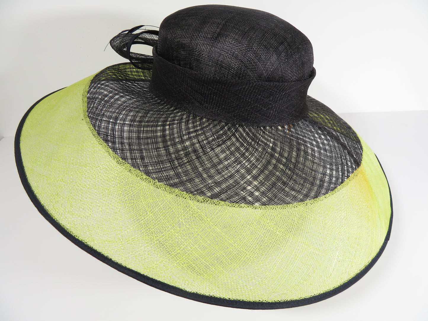 Jacques Vert - Black Lime Green Fascinator Wedding Hat