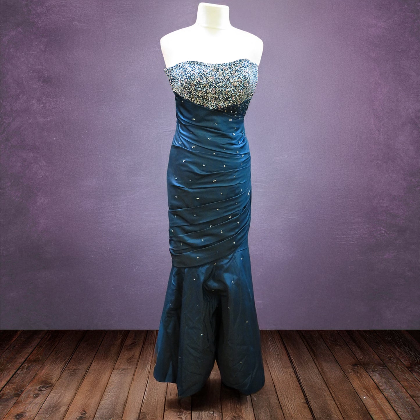 Mori Lee - Strapless Fit-and-Flare Blue Evening gown
