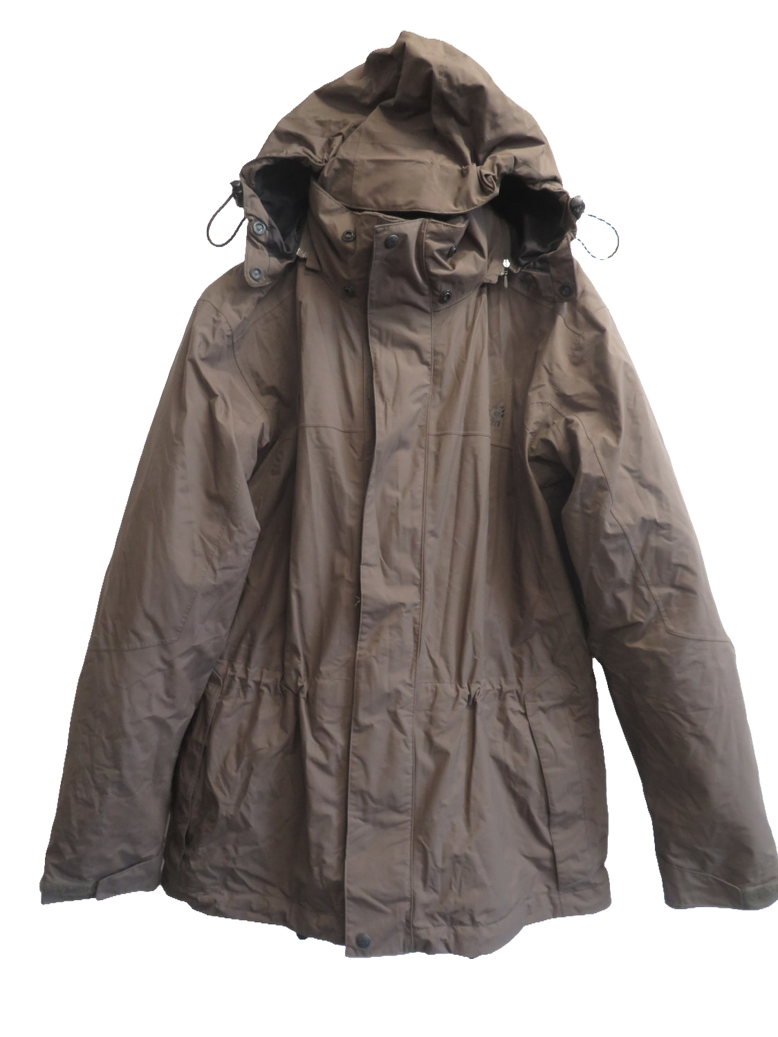 Jack Wolfskin Texapore Mens Parka Jacket L Brown Waterproof Hooded Fleece Lined