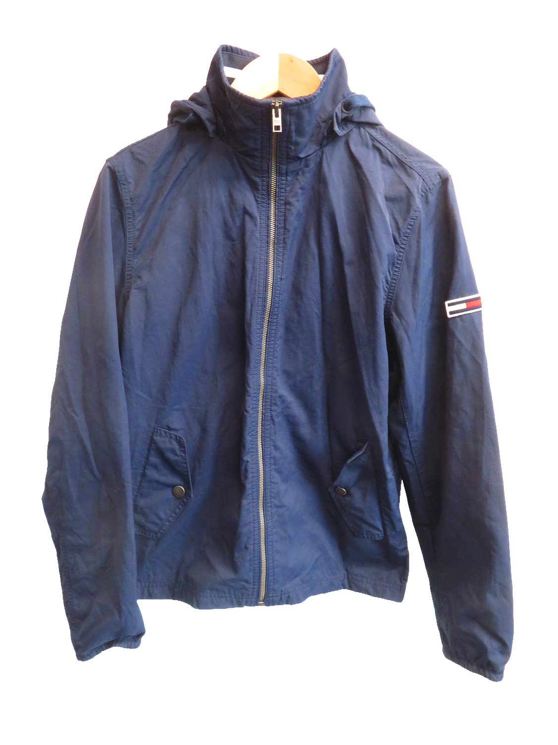 Tommy Jeans Windbreaker Jacket XS Navy Blue Hooded Full Zip Mens Lightweight