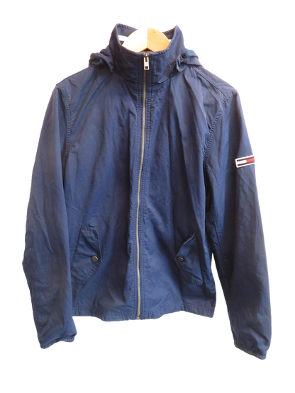 Tommy Jeans Windbreaker Jacket XS Navy Blue Hooded Full Zip Mens Lightweight