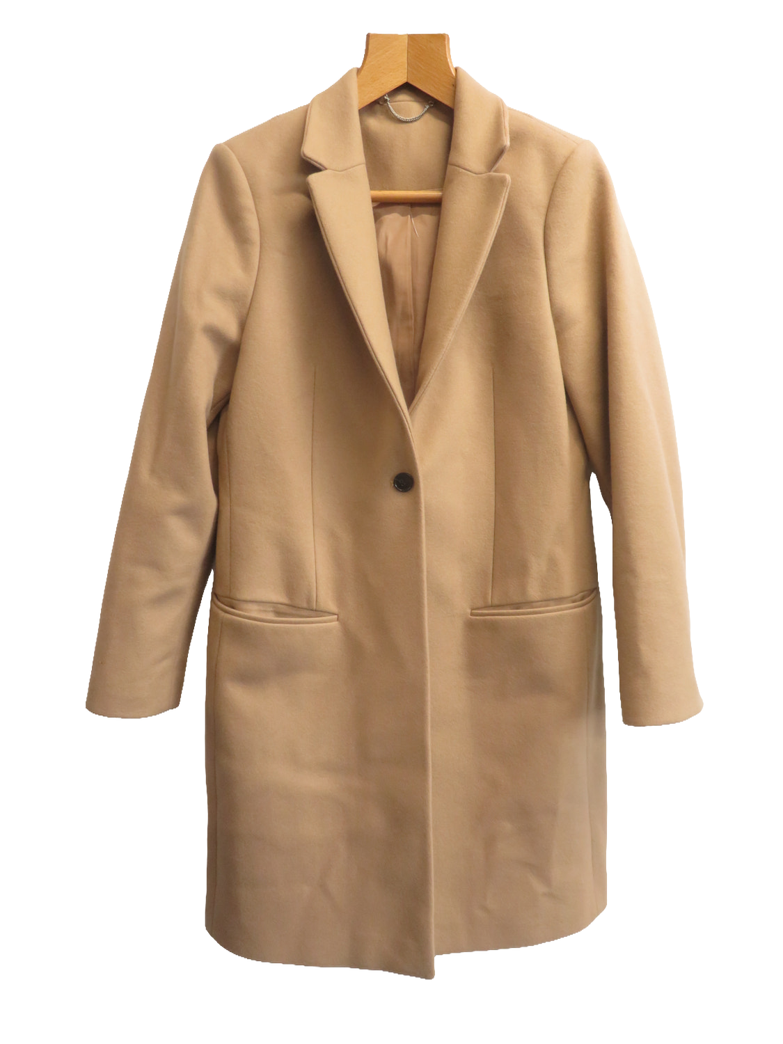 AllSaints Leni Womens Coat UK 12 Camel Beige Wool Cashmere Blend Single Breasted