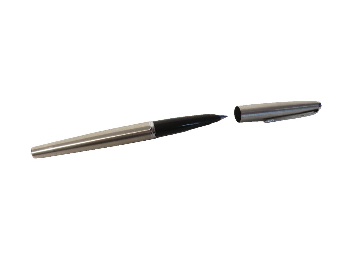 Parker 45 Fountain Pen Silver Brushed Stainless Steel Chrome Trim Boxed Vintage