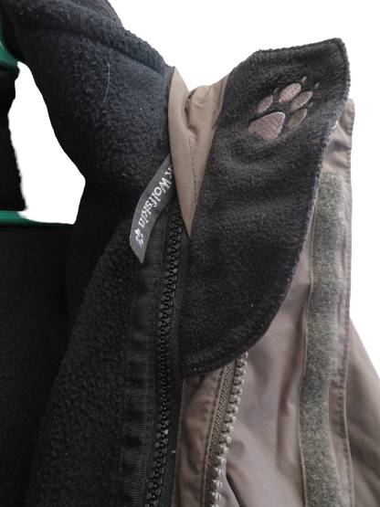 Jack Wolfskin Texapore Mens Parka Jacket L Brown Waterproof Hooded Fleece Lined