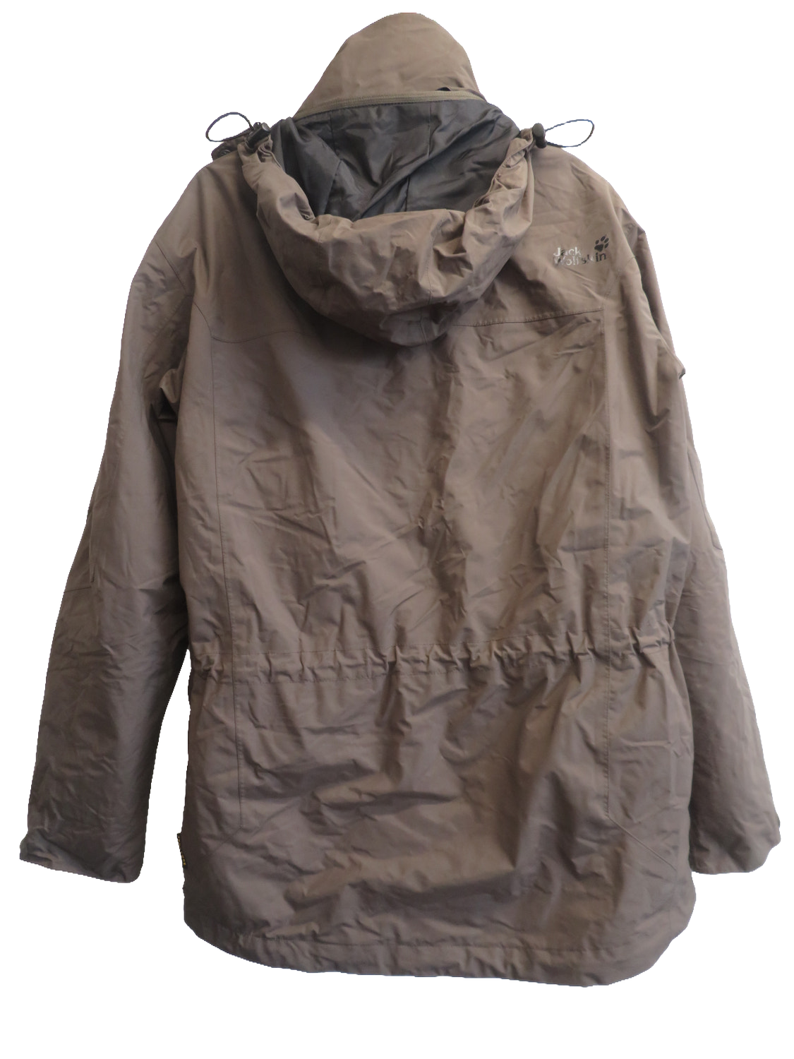 Jack Wolfskin Texapore Mens Parka Jacket L Brown Waterproof Hooded Fleece Lined