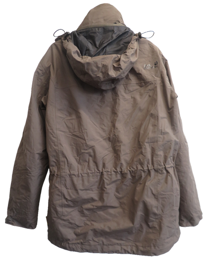 Jack Wolfskin Texapore Mens Parka Jacket L Brown Waterproof Hooded Fleece Lined