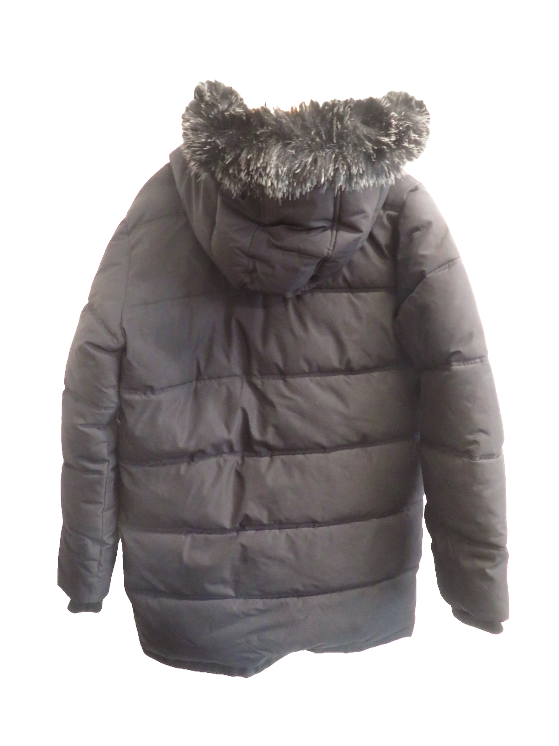 Pink Soda Sport Womens Parka Coat UK 10 Black Padded Quilted Faux Fur Hood Long