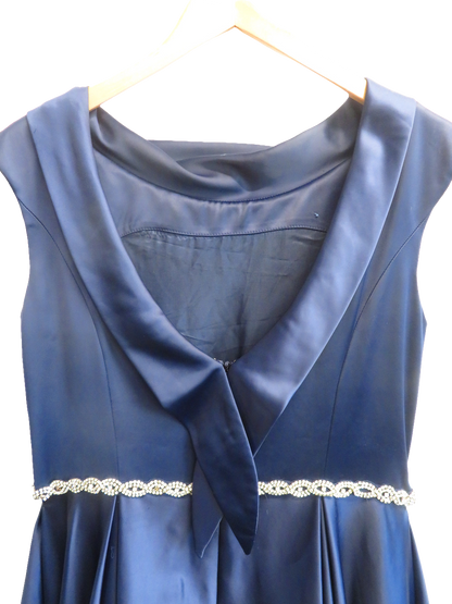 Irresistible by Veromia Navy Satin Midi Dress UK 16 Womens Occasion Wedding