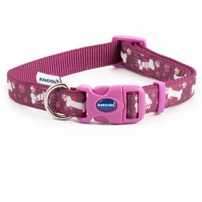Fashionable Ancol Pink Bone Dog Collar (20-30cm)