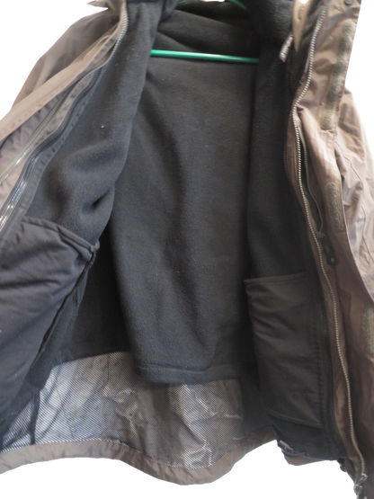 Jack Wolfskin Texapore Mens Parka Jacket L Brown Waterproof Hooded Fleece Lined