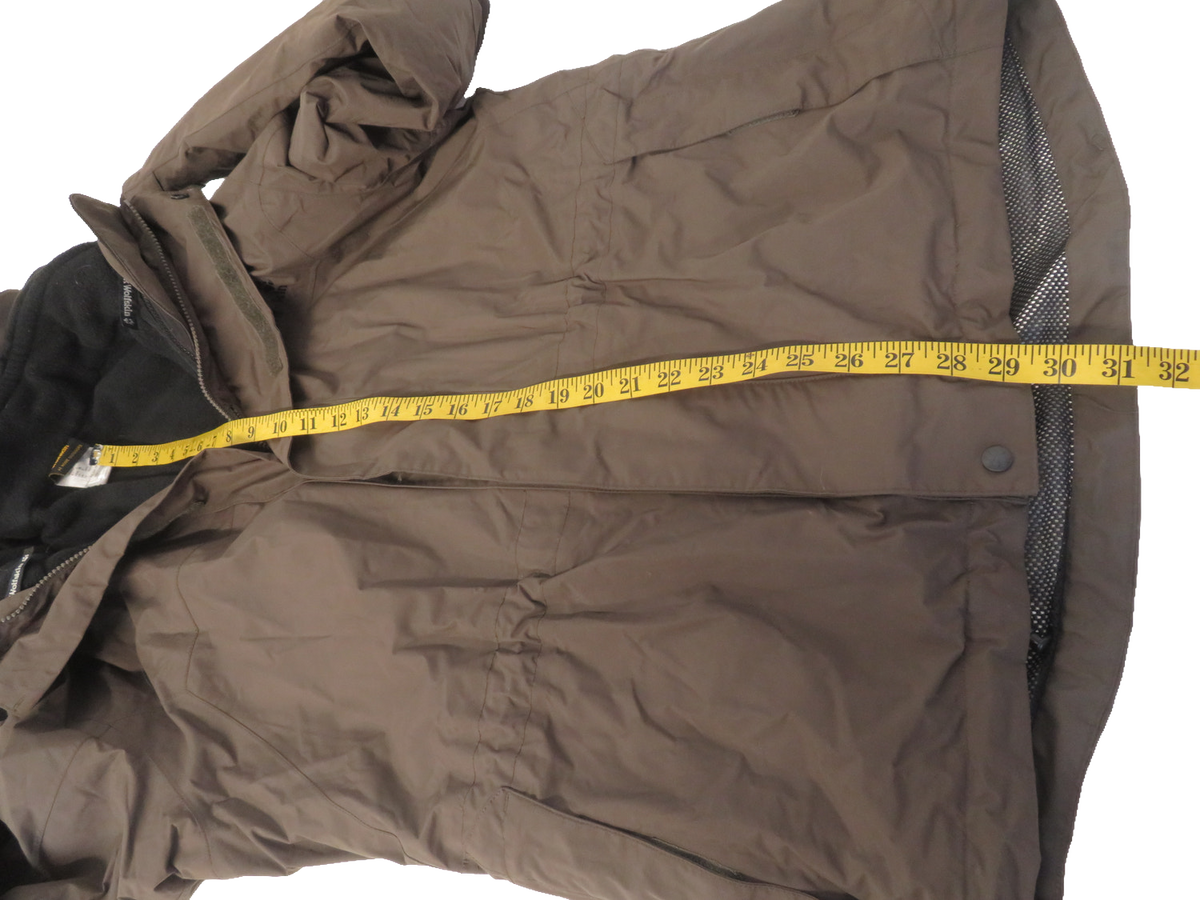 Jack Wolfskin Texapore Mens Parka Jacket L Brown Waterproof Hooded Fleece Lined