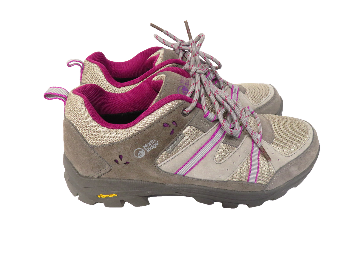 North Ridge Bexhill Womens Waterproof Walking Shoes UK 7 Grey Pink Suede Mesh
