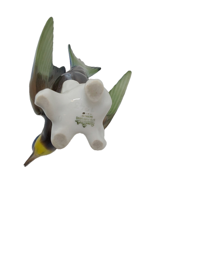 Rosenthal Porcelain Bird Figurine Diving Blue Tit Multi Colour Germany Vintage