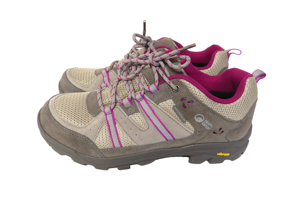 North Ridge Bexhill Womens Waterproof Walking Shoes UK 7 Grey Pink Suede Mesh