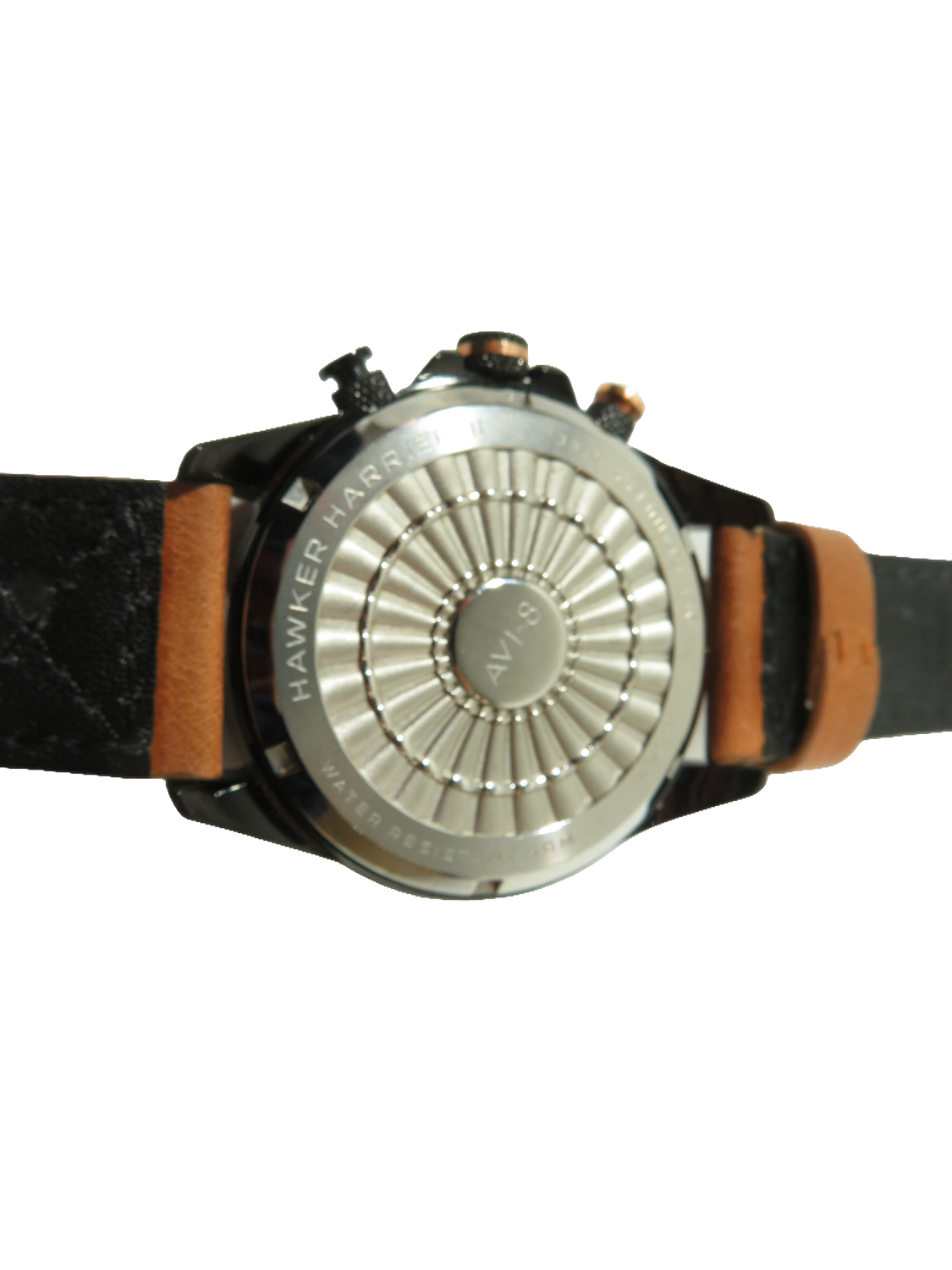 AVI-8 Hawker Harrier Matador Mens Chronograph Watch Black Brown Leather Strap