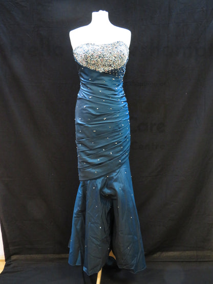 Mori Lee - Strapless Fit-and-Flare Blue Evening gown
