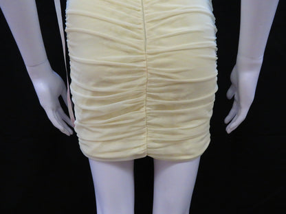 Missguided - Tie Shoulder Mesh Yellow Mini Party Dress