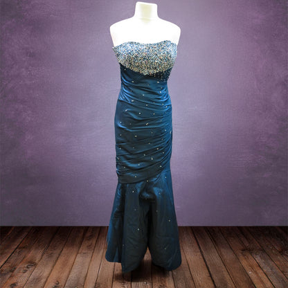 Mori Lee - Strapless Fit-and-Flare Blue Evening gown