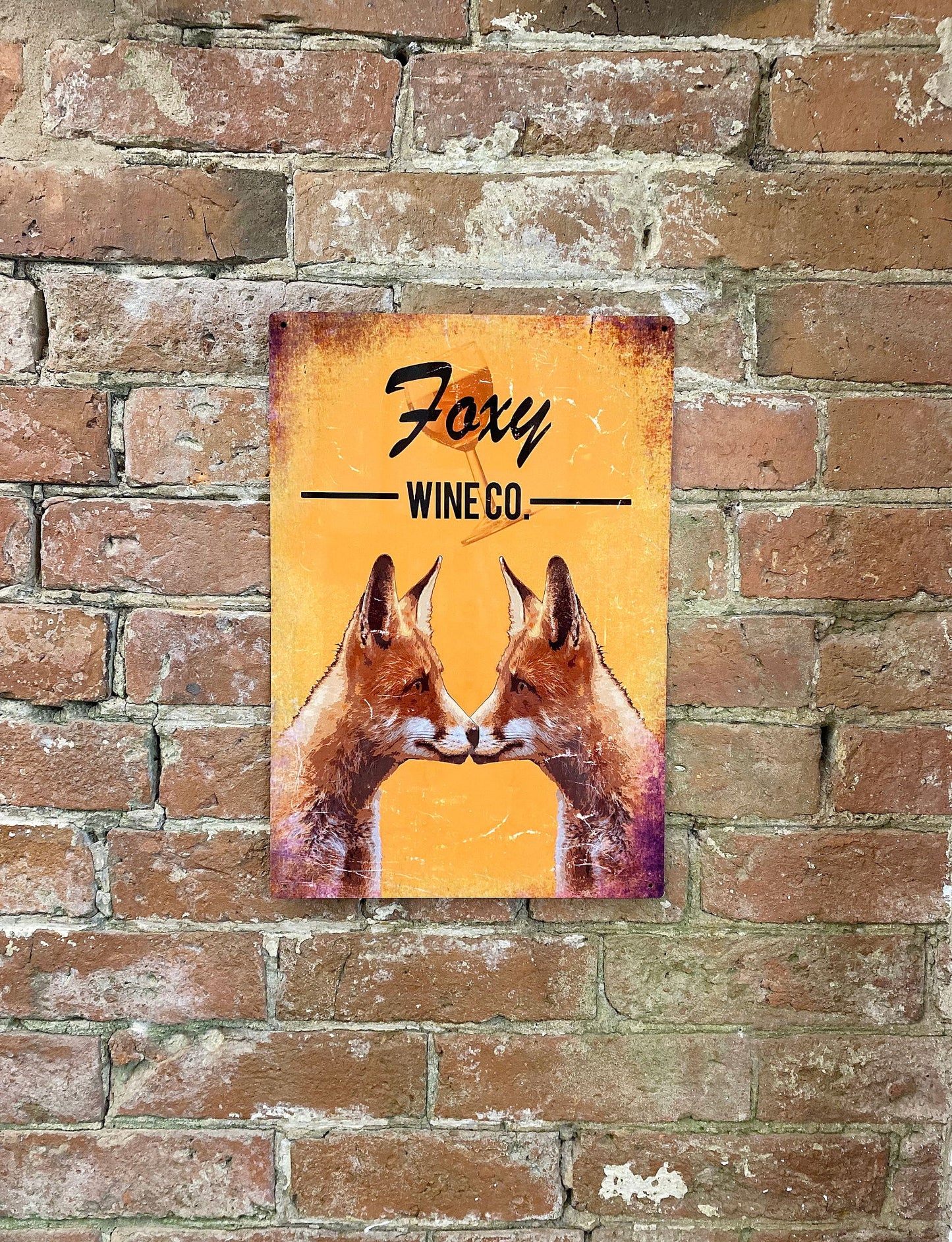 Metal Advertising Wall Sign - Foxy Wine Co Brewery