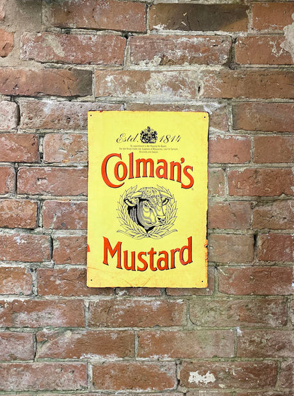 Metal Advertising Wall Sign - Colmans Yellow Mustard