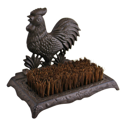 Cockerel Design Cast Iron Garden Boot Brush