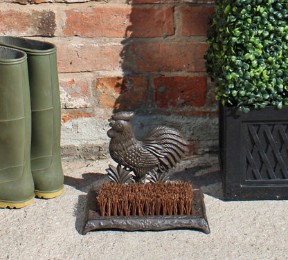 Cockerel Design Cast Iron Garden Boot Brush