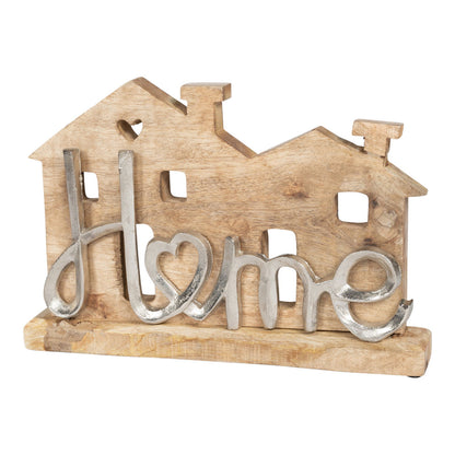 Wooden House With Silver Home Words Decoration