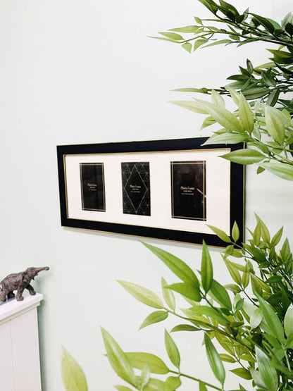 Black And Gold Triple Photo Frame - 4x6"