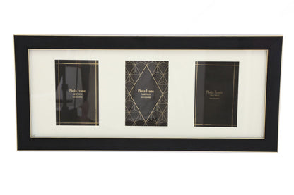 Black And Gold Triple Photo Frame - 4x6"