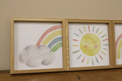 Set of Three Rainbow Framed Prints