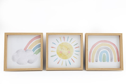 Set of Three Rainbow Framed Prints