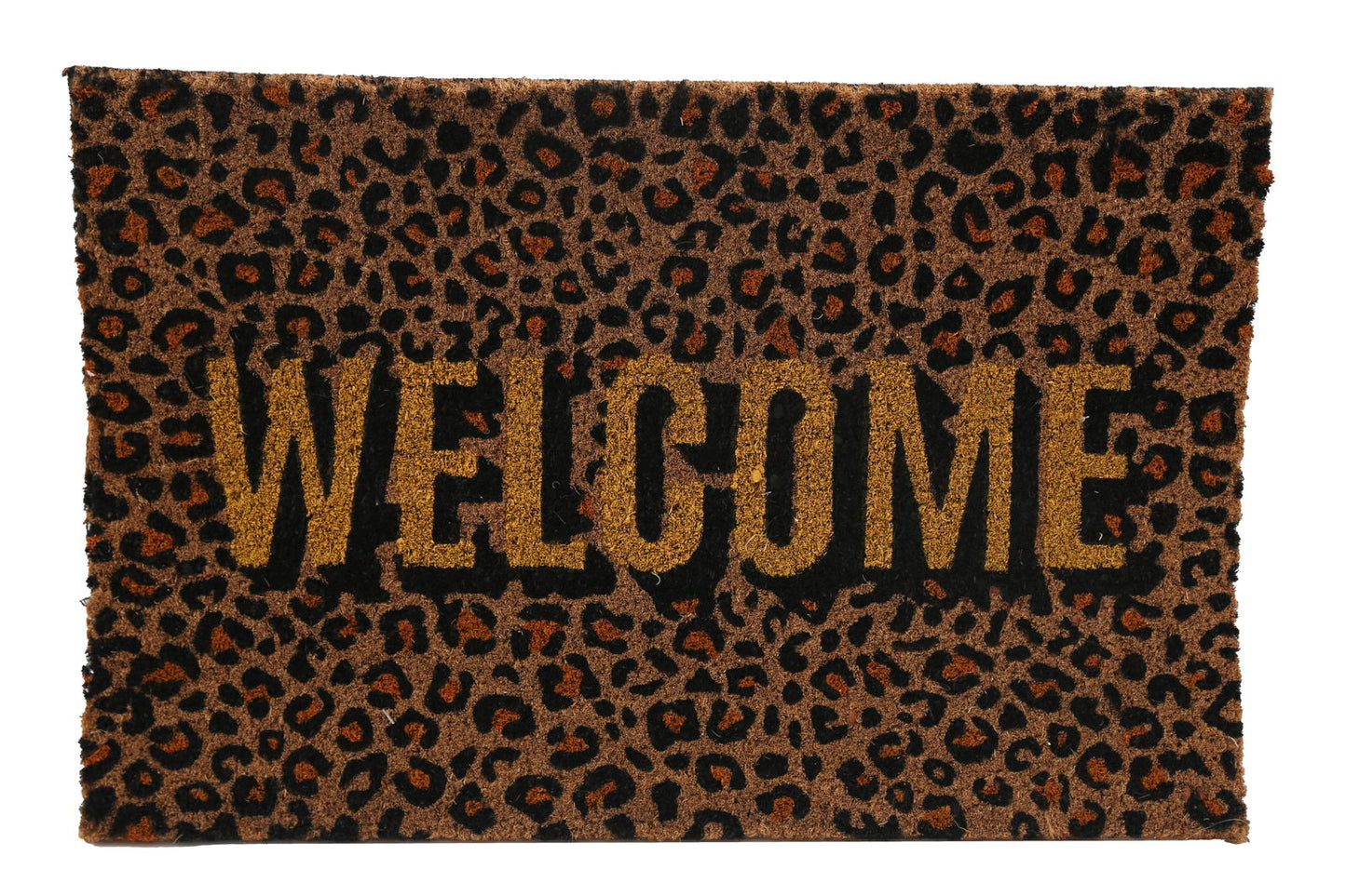 Leopard Print Welcome Coir Doormat - 40x60cm