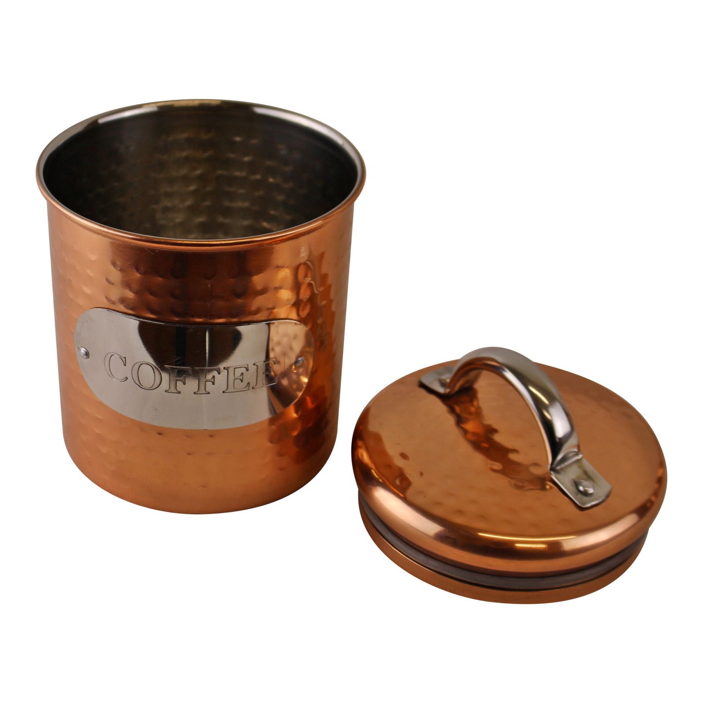 Hammered Copper Tea Coffee & Sugar Canisters - Set of 3