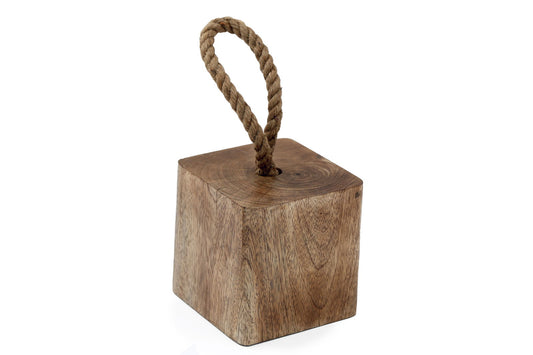 Mango Wooden Doorstop With Rope Handel - 15cm