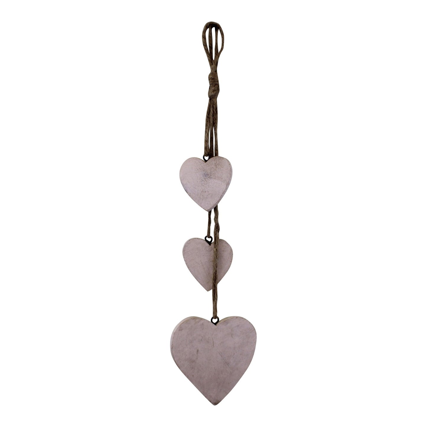 Three Hanging Wooden Heart Decoration - Light Wood