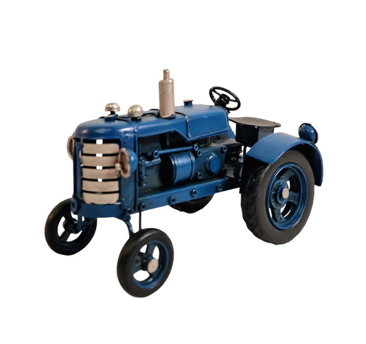 Blue Metal Tractor Ornament - 17cm