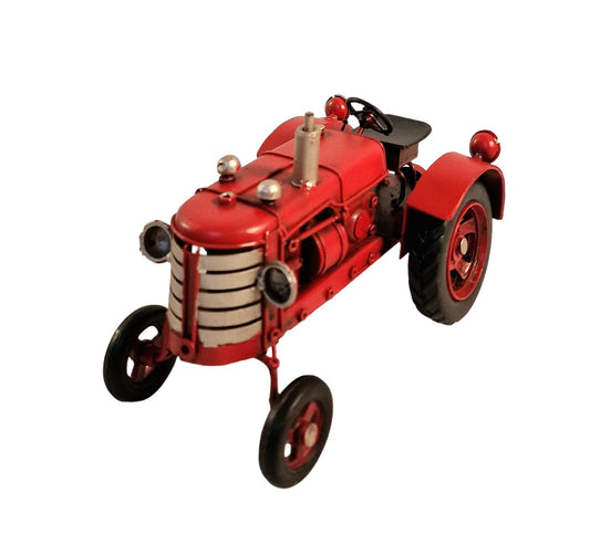 Red Metal Tractor Ornament - 17cm